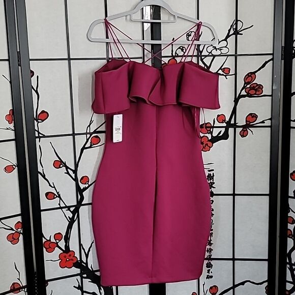 Guess  Nwt Crushed Berry Off The shoulder Mara Dress - Picture 7 of 12